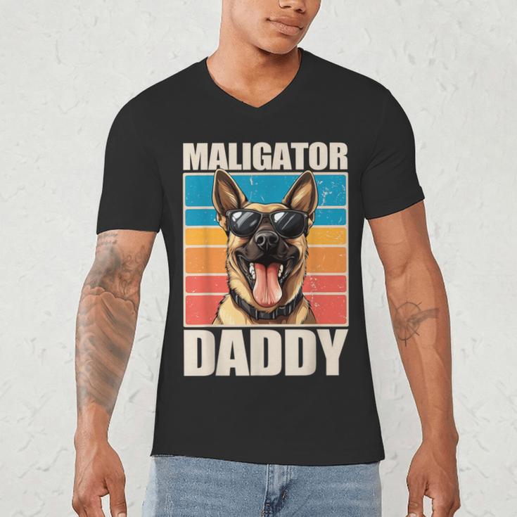 Malinois Dad Maligator Daddy Belgian Malinois Men's V-Neck T-Shirt Malinois Dad Maligator Daddy Belgian Malinois Men's V-Neck T-Shirt
