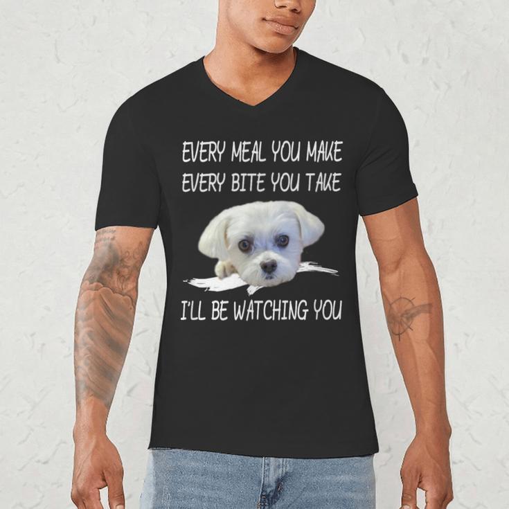 Maltese Dog Watching Owner Quote Puppy Mom Dad Men Women Girls Kids Men's V-Neck T-Shirt