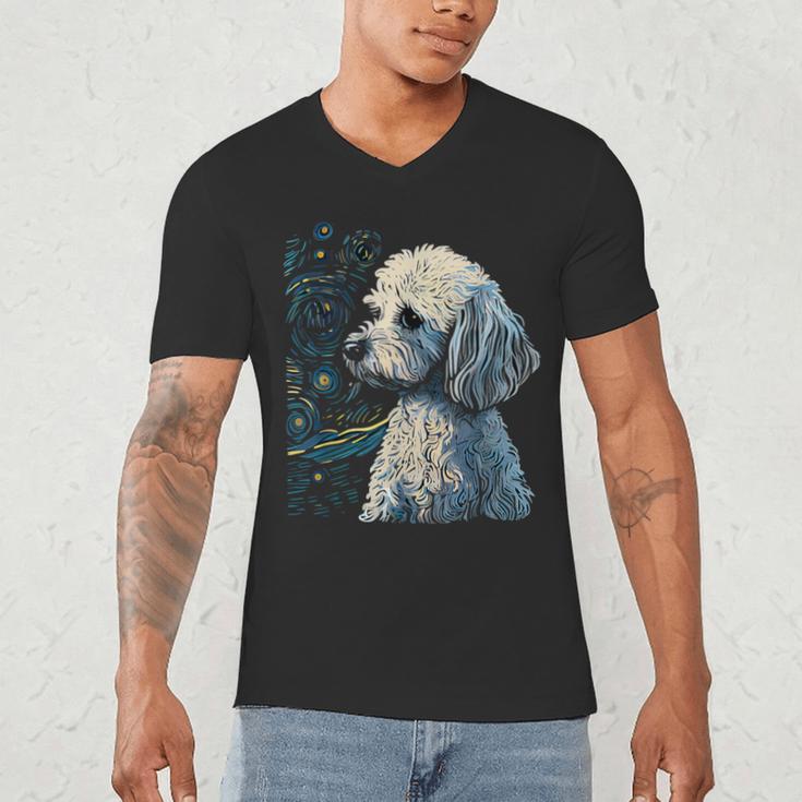 Maltipoo Starry Night Van Gogh Maltipoo Mom Dad Owner Men's V-Neck T-Shirt