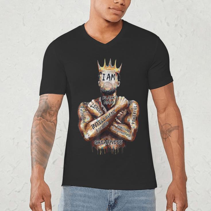 I Am Man King Powerful Dad Afro Melanin Black History Men's V-Neck T-Shirt