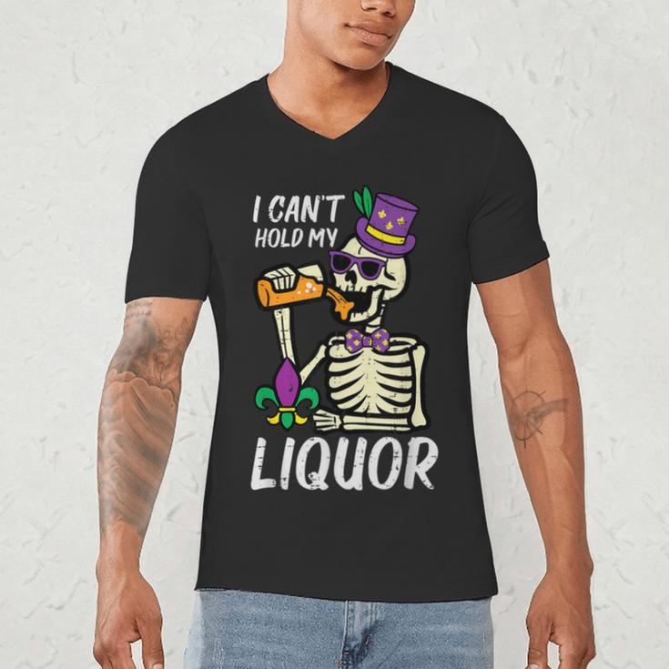 Mardi Gras Skeleton Cant Hold My Carnival Team Dad Men Men's V-Neck T-Shirt