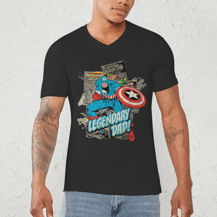 Marvel Captain America Legendary Dad Father's Day Men's V-Neck T-Shirt