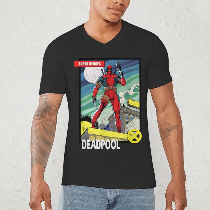 Marvel Comics Deadpool Vintage Book Art Men's V-Neck T-Shirt
