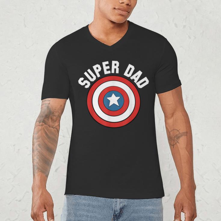 Marvel Father's Day Super Dad Captain America Shield Men's V-Neck T-Shirt