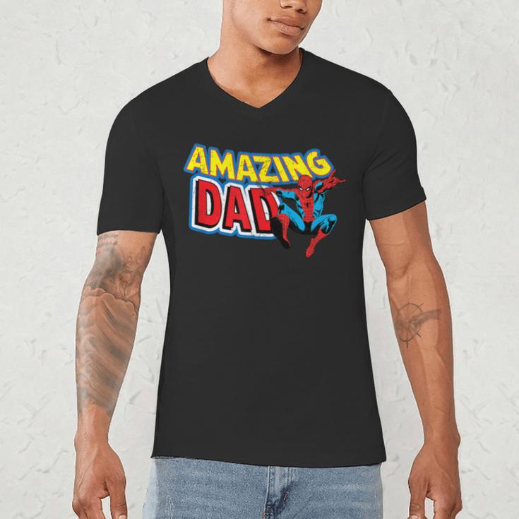 Marvel Spider-Man Amazing Dad Comic Book Father's Day Men's V-Neck T-Shirt Marvel Spider-Man Amazing Dad Comic Book Father's Day Men's V-Neck T-Shirt