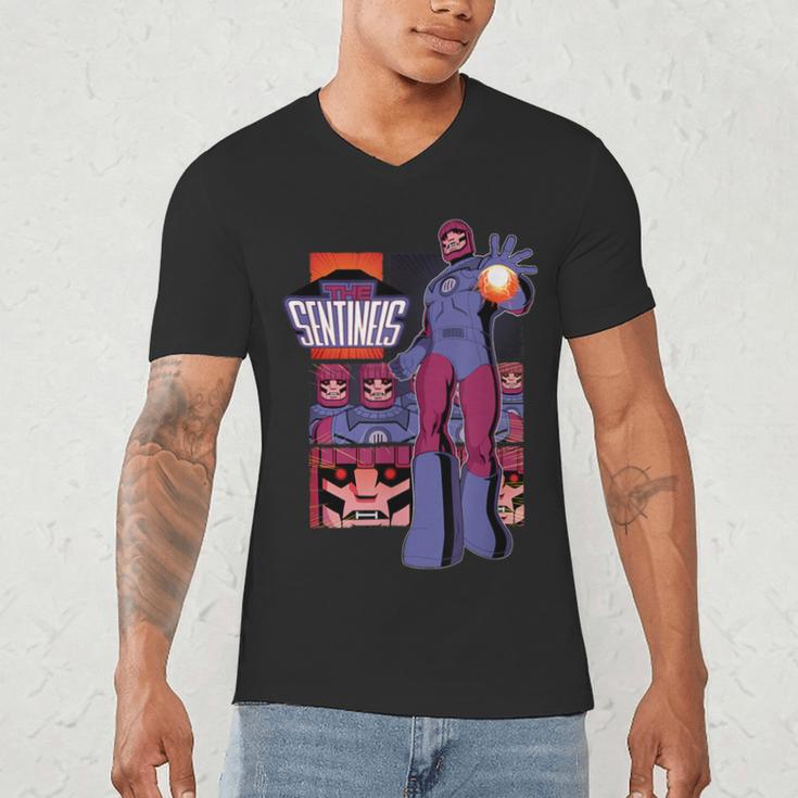 Marvel X-Men '97 Sentinels Vintage Classic Comic Book Panels Men's V-Neck T-Shirt