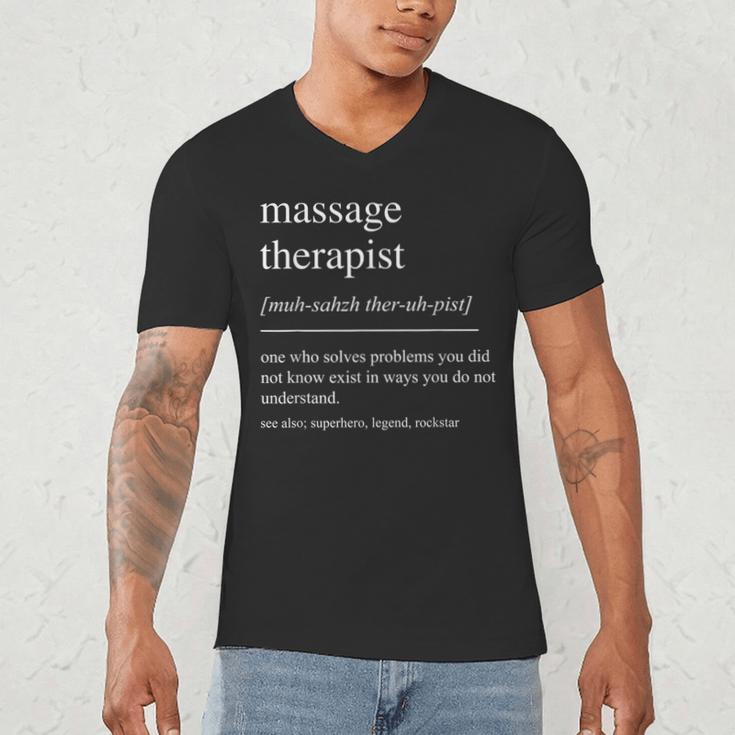 Massage Therapist Definition Women Mom Dad Men's V-Neck T-Shirt