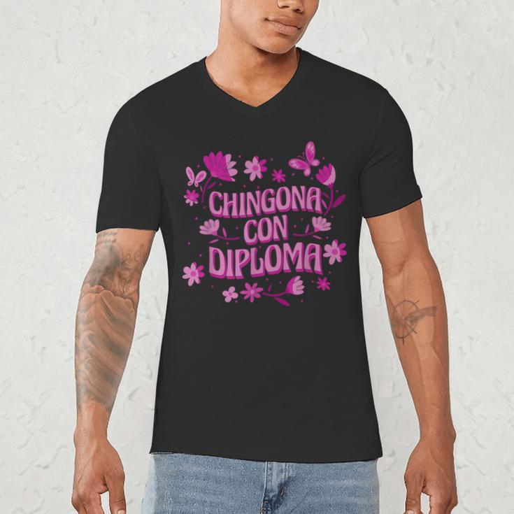 Masters Graduation Educated Latina Chingona Con Diploma Men's V-Neck T-Shirt