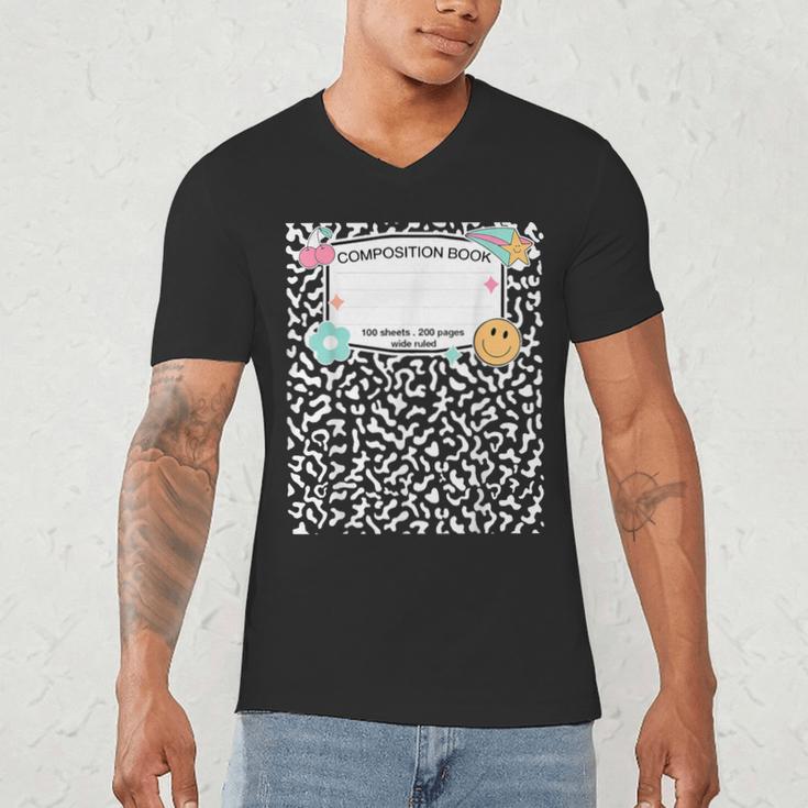 Matching Group Halloween Teacher Composition Book Notebook Men's V-Neck T-Shirt Matching Group Halloween Teacher Composition Book Notebook Men's V-Neck T-Shirt