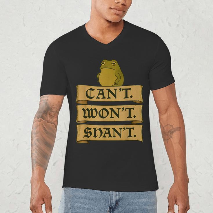 Medieval Frog Meme Sarcastic Introvert Humor Fantasy Men's V-Neck T-Shirt Medieval Frog Meme Sarcastic Introvert Humor Fantasy Men's V-Neck T-Shirt