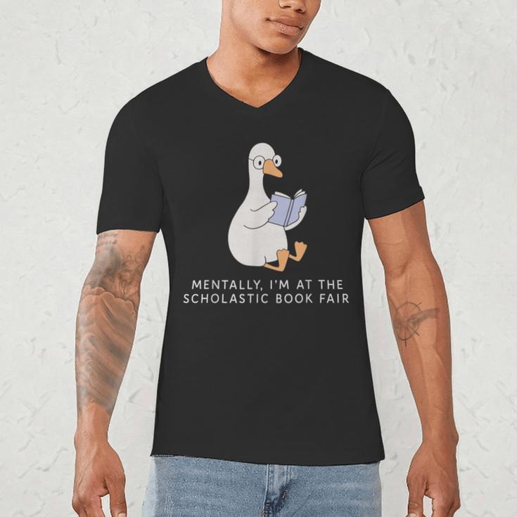 Mentally At The Scholastic Book Fair Retro Vintage Trendy Men's V-Neck T-Shirt