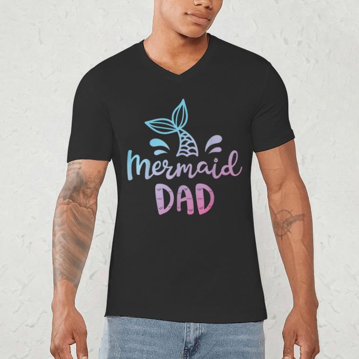 Mermaid Dad Merman Daddy Dad Family Matching Birthday Men's V-Neck T-Shirt Mermaid Dad Merman Daddy Dad Family Matching Birthday Men's V-Neck T-Shirt