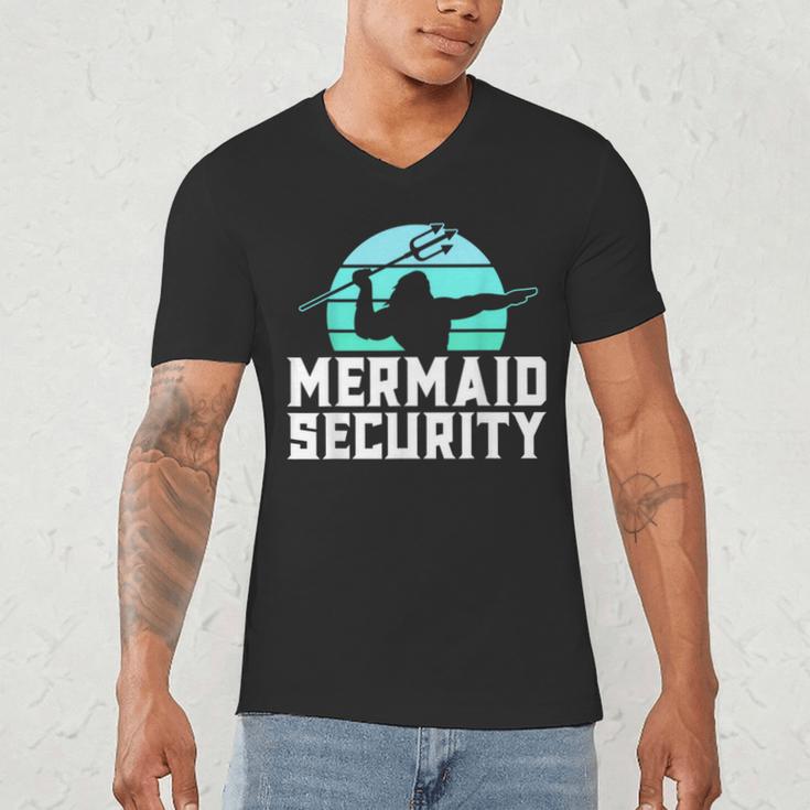 Mermaid Security Shirt Boys Swimmer Dad Merdad Trident Men's V-Neck T-Shirt