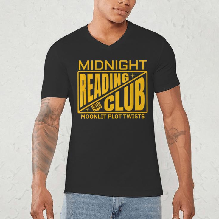 Midnight Reading Club Night Owl Book Readers Men's V-Neck T-Shirt Midnight Reading Club Night Owl Book Readers Men's V-Neck T-Shirt