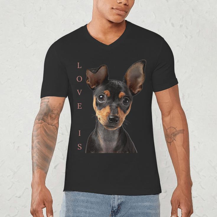 Miniature Pinscher Shirt Dog Mom Dad Tshirt Love Puppy Pet Men's V-Neck T-Shirt