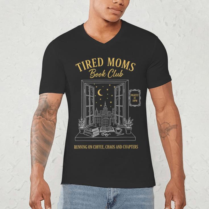 Mom Book Club Tired Moms Book Club Running On Coffee Cha0 Men's V-Neck T-Shirt Mom Book Club Tired Moms Book Club Running On Coffee Cha0 Men's V-Neck T-Shirt