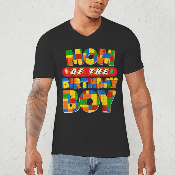 Mom And Dad Birthday Boy Building Bricks Family Party Decor Men's V-Neck T-Shirt
