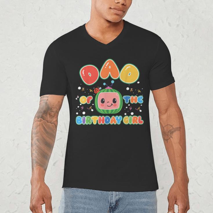 Mom And Dad Of The Birthday Girl Melon Family Matching Men's V-Neck T-Shirt