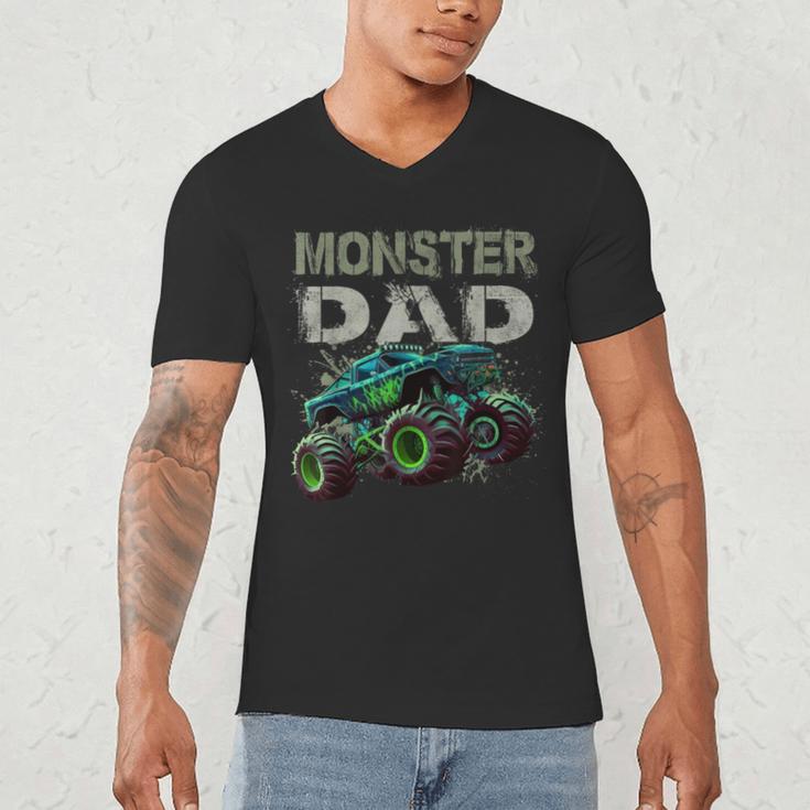 Monster Truck Dad Family Matching Monster Truck Lovers Men's V-Neck T-Shirt Monster Truck Dad Family Matching Monster Truck Lovers Men's V-Neck T-Shirt