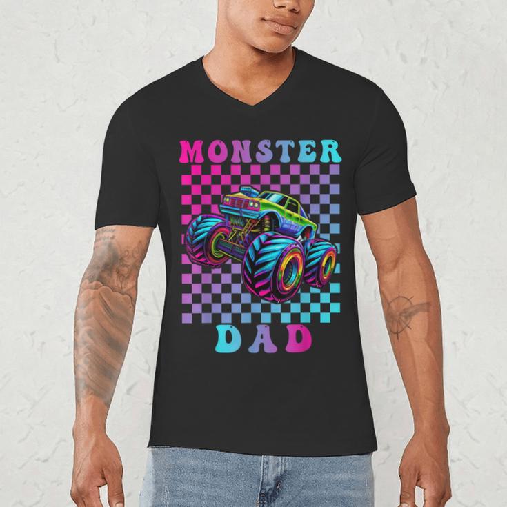 Monster Truck Dad Family Matching Shirt Truck Lovers Men's V-Neck T-Shirt Monster Truck Dad Family Matching Shirt Truck Lovers Men's V-Neck T-Shirt