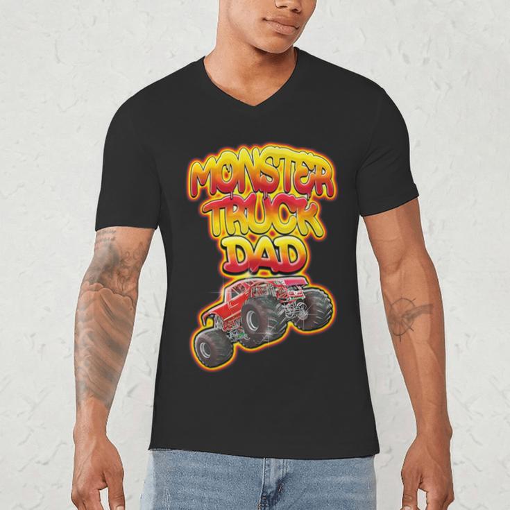 Monster Truck Dad Hot Red Graffiti Style Men's V-Neck T-Shirt Monster Truck Dad Hot Red Graffiti Style Men's V-Neck T-Shirt
