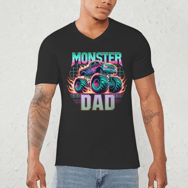 Monster Truck Dad Monster Truck Are My Jam Truck Lovers Men's V-Neck T-Shirt