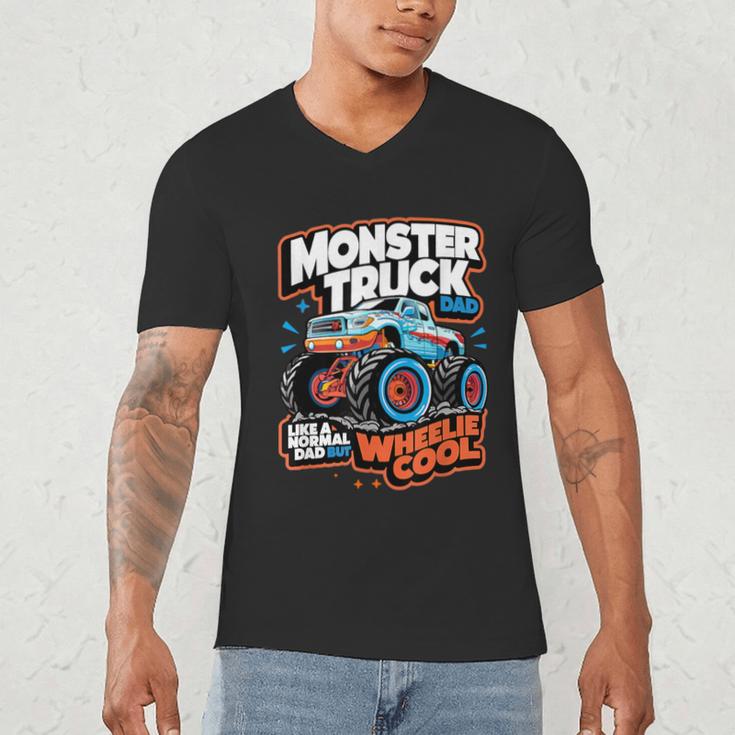 Monster Truck Dad Wheelie Cool Like Normal Dad Men's V-Neck T-Shirt