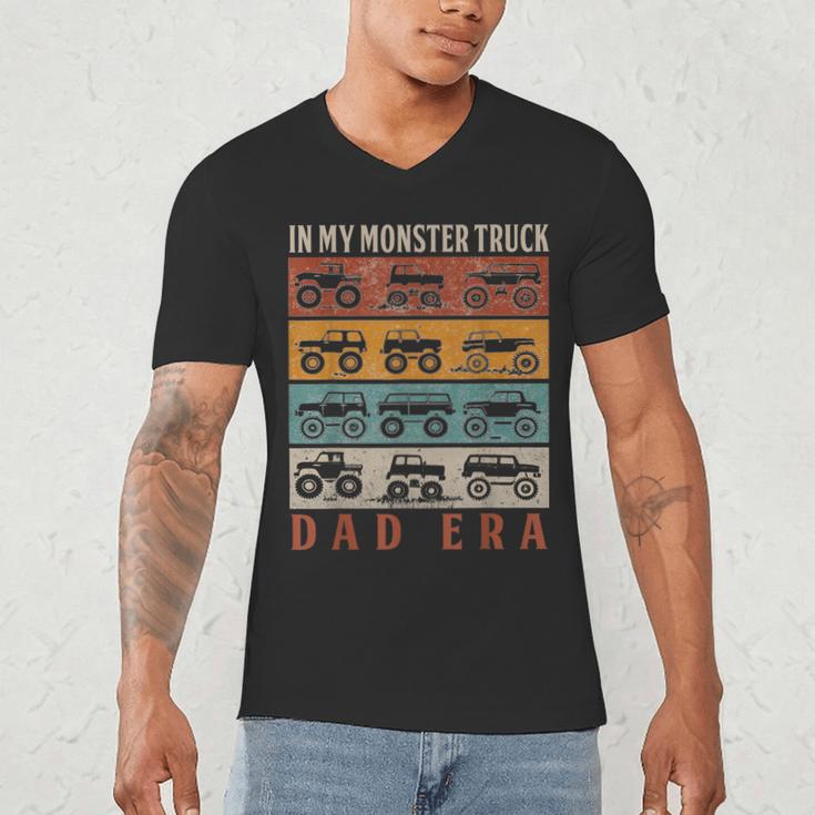 In My Monster Trucks Dad Era Matching Family Truck Lovers Men's V-Neck T-Shirt