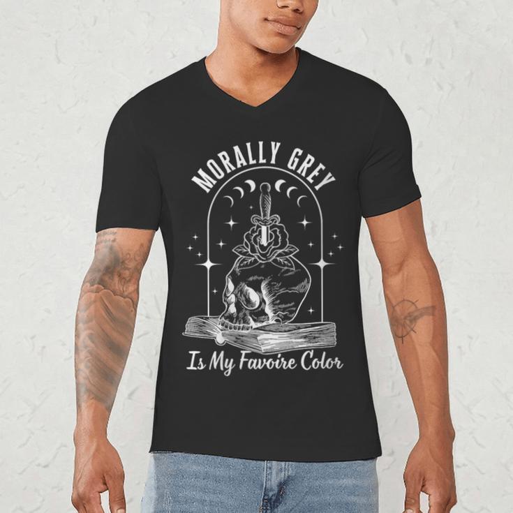 Morally Grey Book Lover Morally Grey Is My Favorite Color Men's V-Neck T-Shirt
