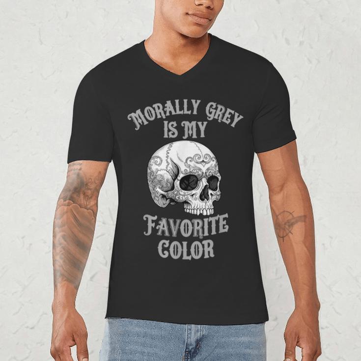 Morally Grey Is My Favorite Color Bookish Skull Men's V-Neck T-Shirt