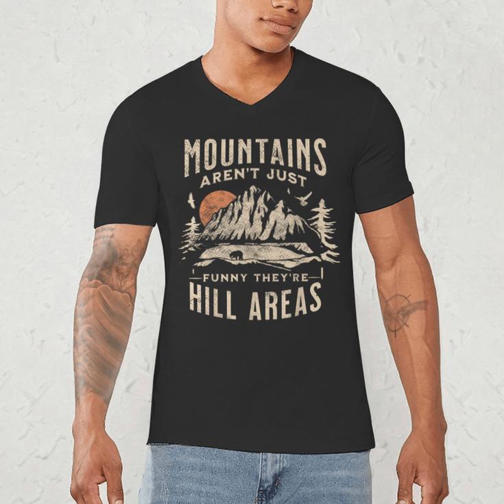 Mountains Aren't They'Re Hill Areas Dad Joke Word Pun Men's V-Neck T-Shirt