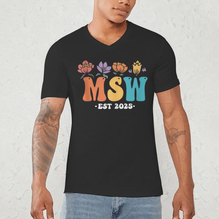MSW Est 2025 Graduation School Social Worker Shirt Master Men's V-Neck T-Shirt