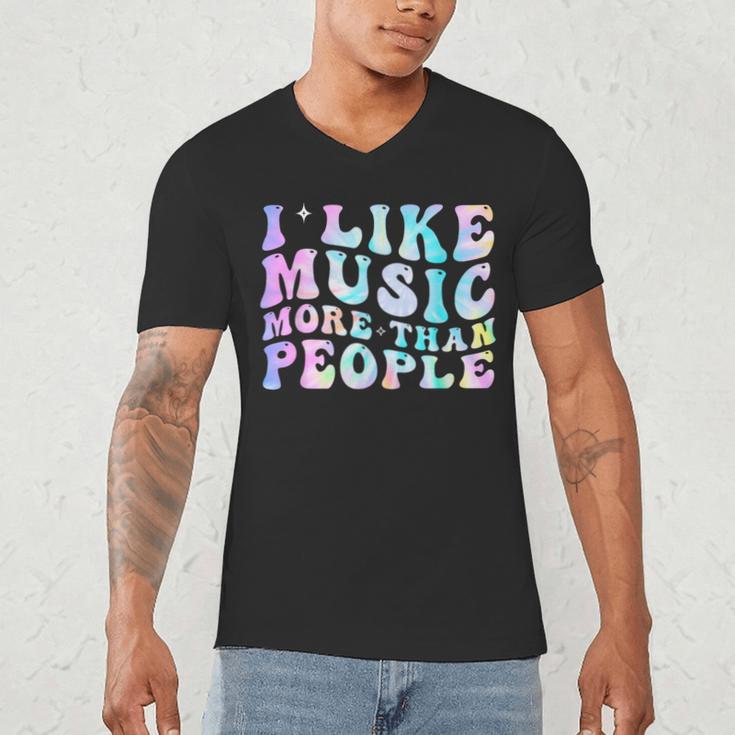 I Like Music More Than People Introvert Musician Retro Men's V-Neck T-Shirt