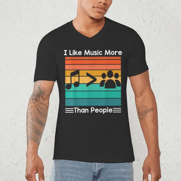 I Like Music More Than People Introvert Saying Quote Men's V-Neck T-Shirt