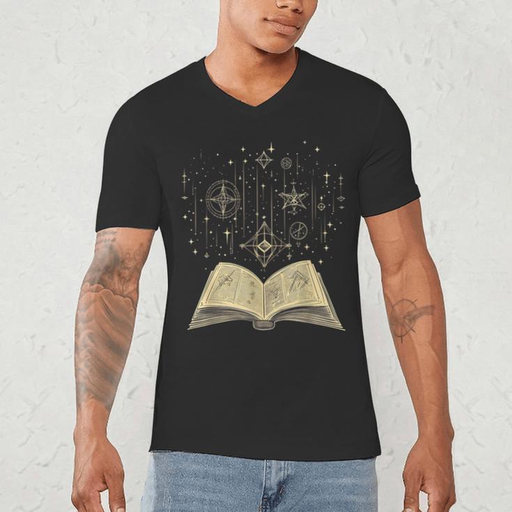 Mystic Astral Lunar Celestial Witch Spell Book Men's V-Neck T-Shirt