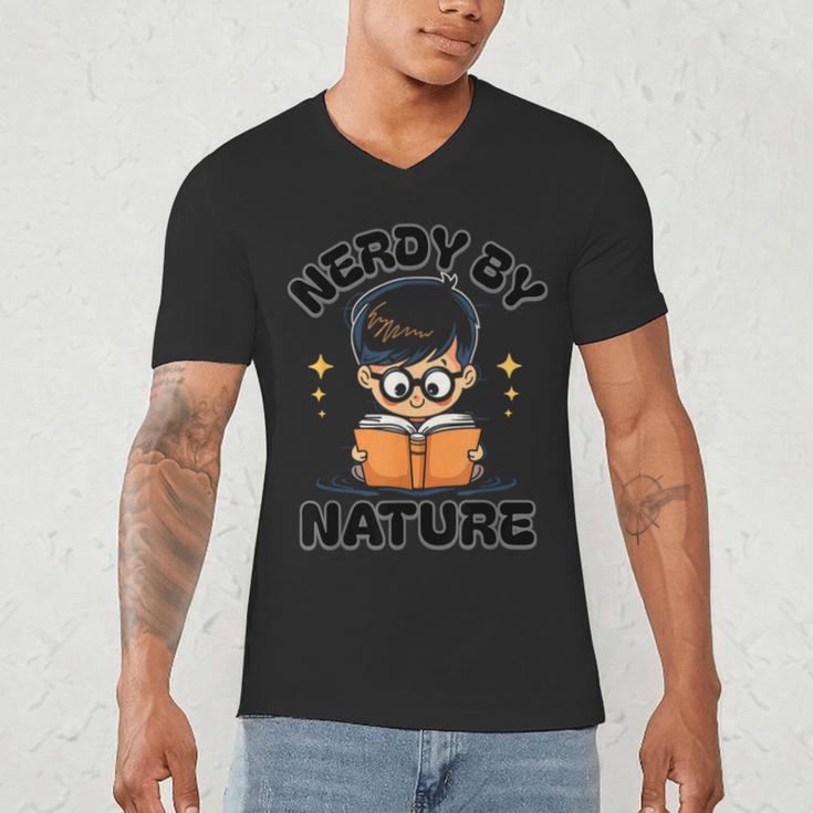 Nerdy By Nature Chibi Cute Book Lover Men's V-Neck T-Shirt Nerdy By Nature Chibi Cute Book Lover Men's V-Neck T-Shirt
