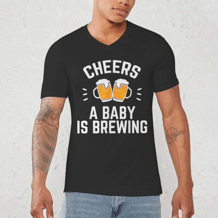 New Dad Baby Shower Cheers A Baby Is Brewing Men's V-Neck T-Shirt