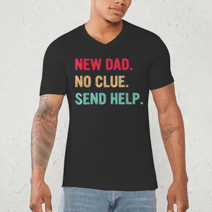 New Dad No Clue Send Help Vintage Men's V-Neck T-Shirt