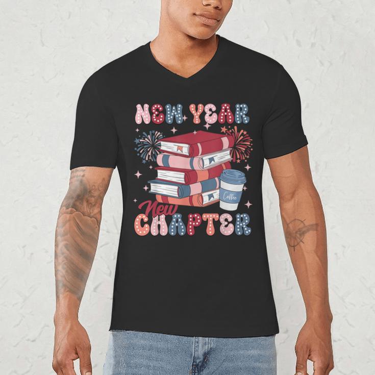 New Year New Chapter Happy New Year 2025 Book Lover Men's V-Neck T-Shirt New Year New Chapter Happy New Year 2025 Book Lover Men's V-Neck T-Shirt