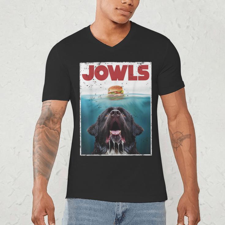 Newfoundland Dog Newfie Lab Jowls Burger Dog Mom Dad Men's V-Neck T-Shirt Newfoundland Dog Newfie Lab Jowls Burger Dog Mom Dad Men's V-Neck T-Shirt