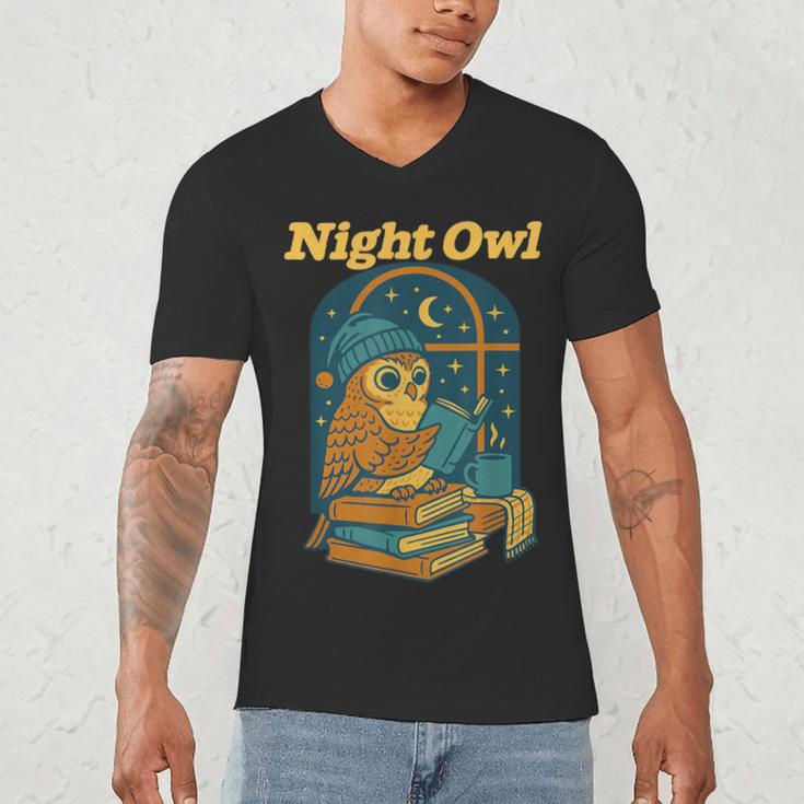 Night Owl Cozy Reading Tea Coffee Lover Bookworm Cute Men's V-Neck T-Shirt Night Owl Cozy Reading Tea Coffee Lover Bookworm Cute Men's V-Neck T-Shirt