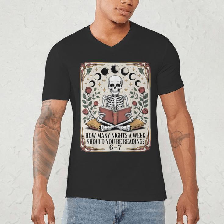 How Many Nights Reading Meme 6 7 Book Lover Men's V-Neck T-Shirt