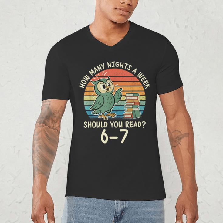 How Many Nights a Week Should You Read 67 Book Reading Meme Men's V-Neck T-Shirt