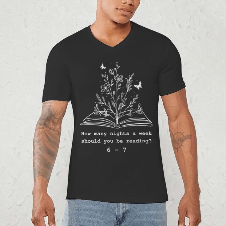 How Many Nights a Week Should You Be Reading 67 Meme Book Men's V-Neck T-Shirt