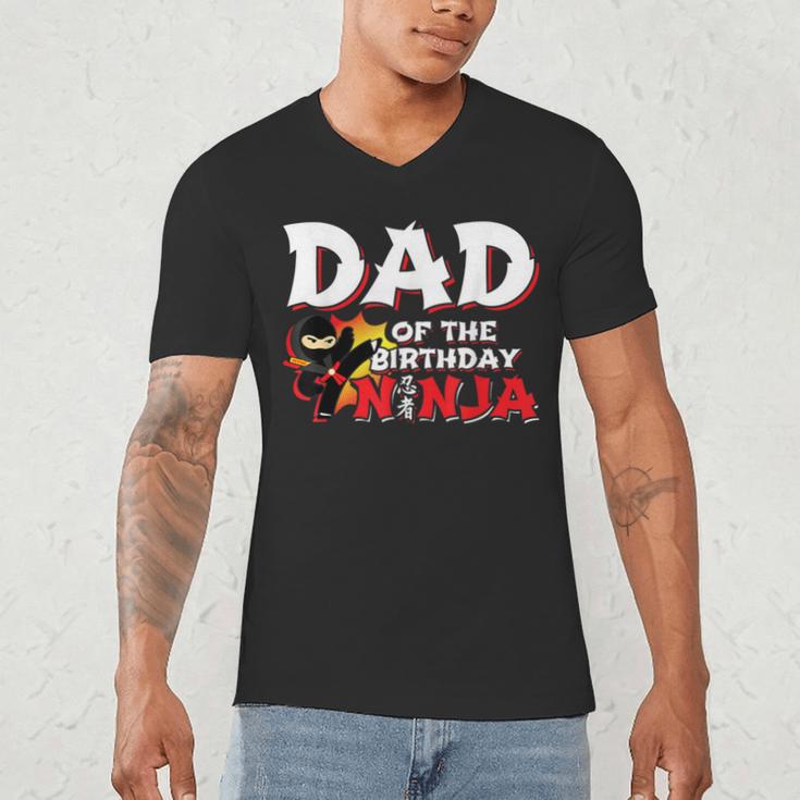 Ninja Birthday Party Dad Of The Birthday Ninja Small Men's V-Neck T-Shirt