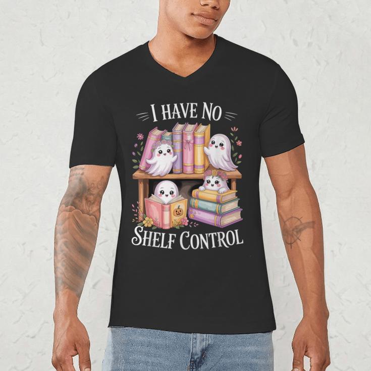I Have No Shelf Control Ghost Reading Books Pun Men's V-Neck T-Shirt I Have No Shelf Control Ghost Reading Books Pun Men's V-Neck T-Shirt
