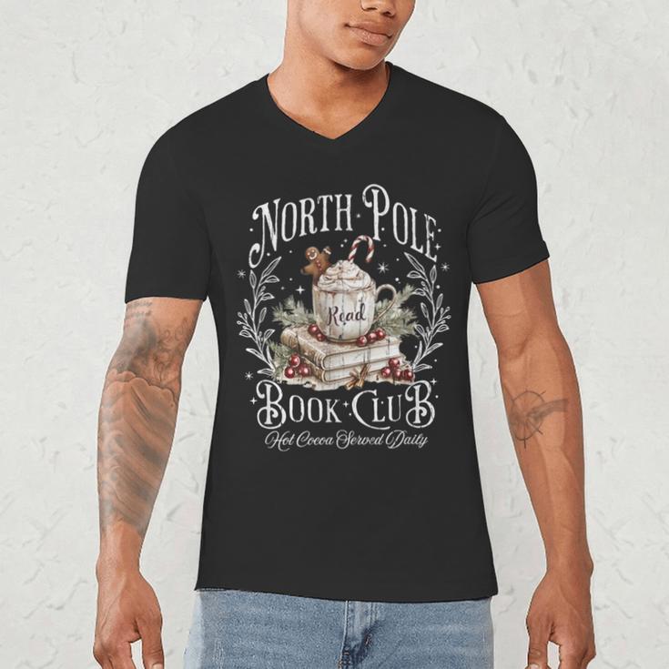 North Pole Book Club Hot Cocoa Served Daily Men's V-Neck T-Shirt North Pole Book Club Hot Cocoa Served Daily Men's V-Neck T-Shirt