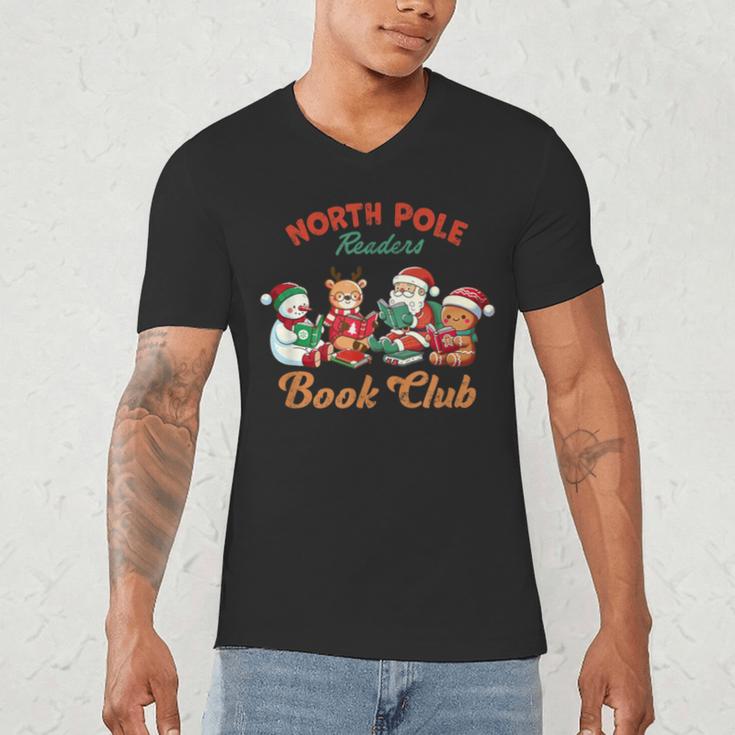 North Pole Readers Book Club Reading Book Christmas Men's V-Neck T-Shirt