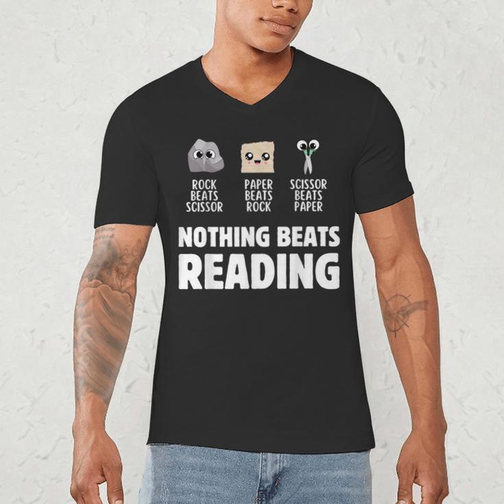 Nothing Beats Reading Librarian Book Bookworm Men's V-Neck T-Shirt