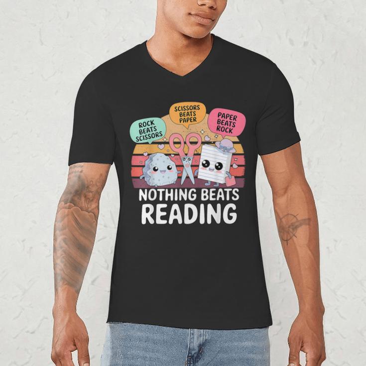 Nothing Beats Reading Rock Paper Scissors Books Lover Men's V-Neck T-Shirt Nothing Beats Reading Rock Paper Scissors Books Lover Men's V-Neck T-Shirt